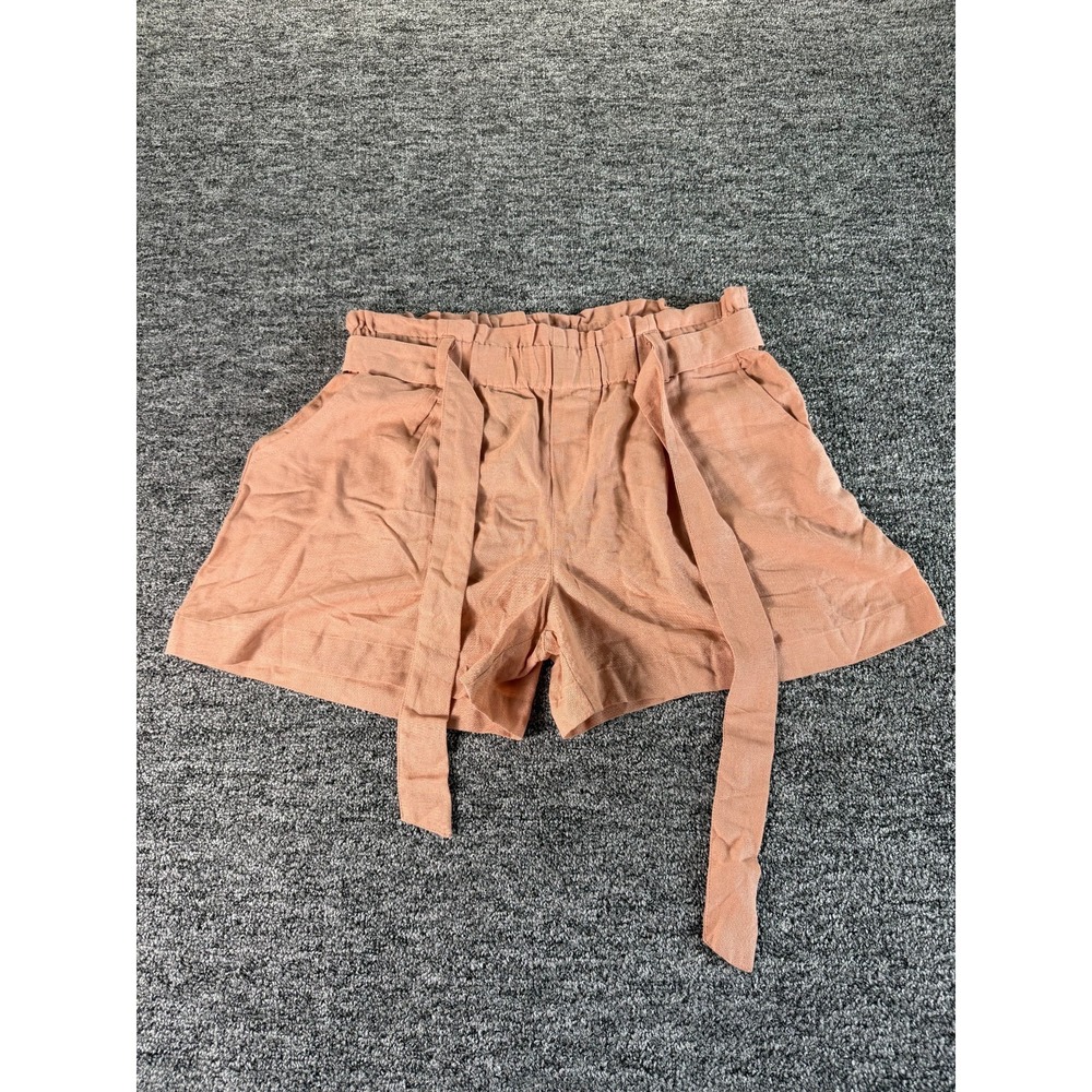 Lascana Shorts Womens 8 Peach Paperbag Waist Tie Front Pockets High Rise Casual